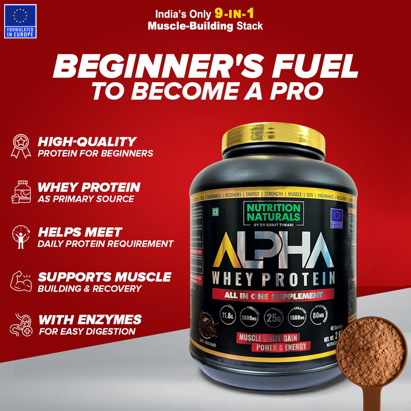 ALPHA WHEY PROTEIN - Whey Protein blend with Digestive Enzymes for Faster Absorption | Improved Strength, Faster Recovery & Muscle Building