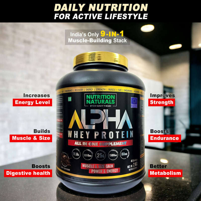 ALPHA WHEY PROTEIN - Whey Protein blend with Digestive Enzymes for Faster Absorption | Improved Strength, Faster Recovery & Muscle Building