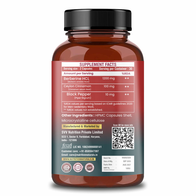 Berberine HCL 1200mg (60 capsules)