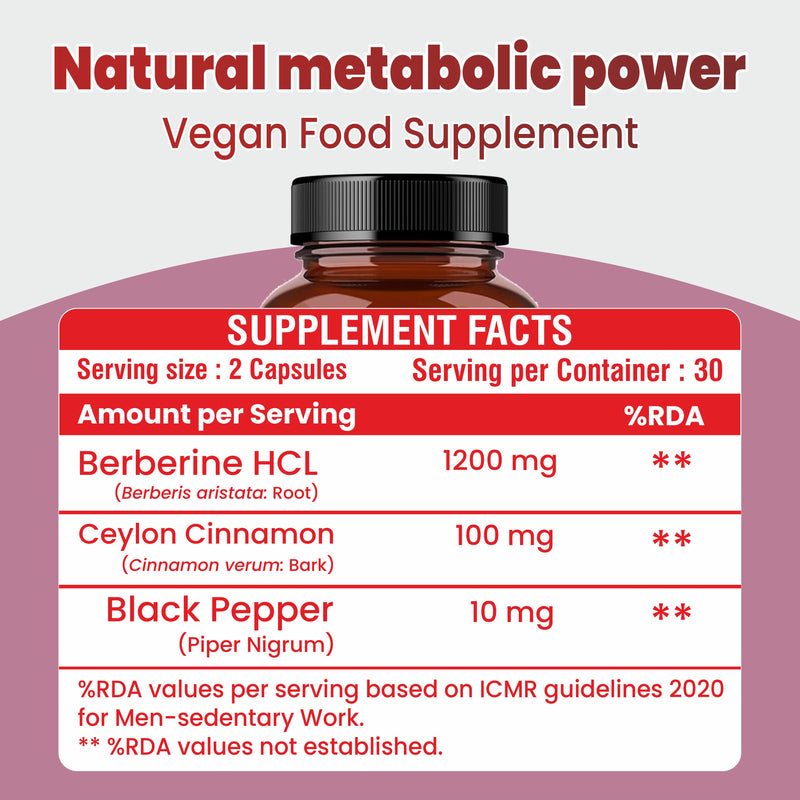 Berberine HCL 1200mg (60 capsules)