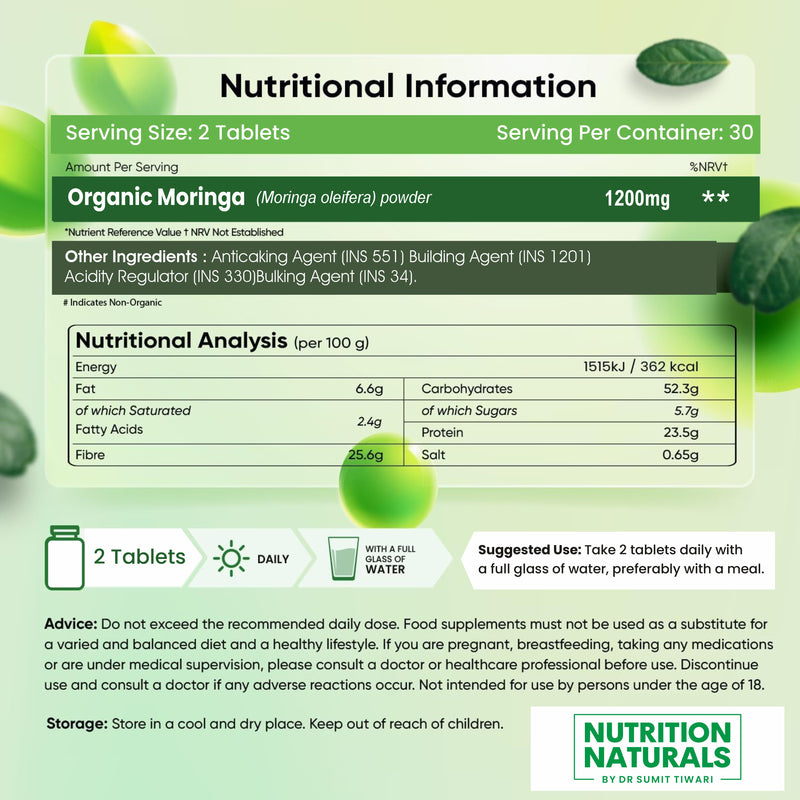 Organic Moringa Superfood 1200mg (60 capsules)