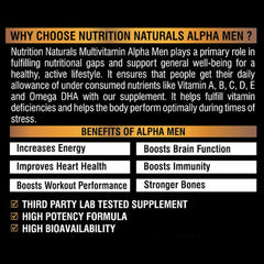 ALPHA MEN Multivitamin - 26 Vitamins & Minerals, Amino Acids & Anti-Oxidants (Grapeseed Extract, Quercetin, Omega 3 DHA)