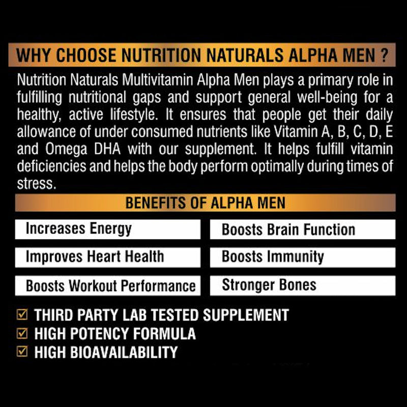 ALPHA MEN Multivitamin - 26 Vitamins & Minerals, Amino Acids & Anti-Oxidants (Grapeseed Extract, Quercetin, Omega 3 DHA)