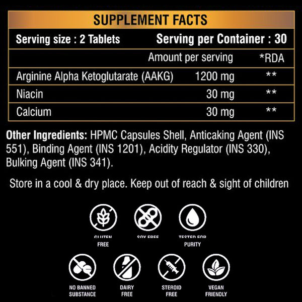 SUPER PUMP Arginine AAKG - Fuels Muscle Growth | Boosts Nitric Oxide Production | Improved Oxygen Flow | Supports Heavy Training