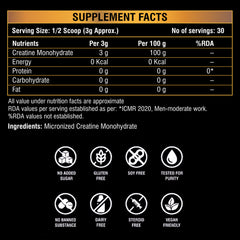 Micronised Creatine Powder - For Enhanced Muscle Strength With Rapid Absorption | Supports Athletic Performance & Power