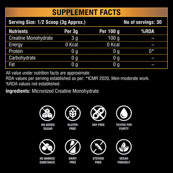 Micronised Creatine Powder - For Enhanced Muscle Strength With Rapid Absorption | Supports Athletic Performance & Power