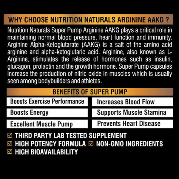 SUPER PUMP Arginine AAKG - Fuels Muscle Growth | Boosts Nitric Oxide Production | Improved Oxygen Flow | Supports Heavy Training